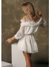 Ivory Tulle Mini Party Dress With Ruffles